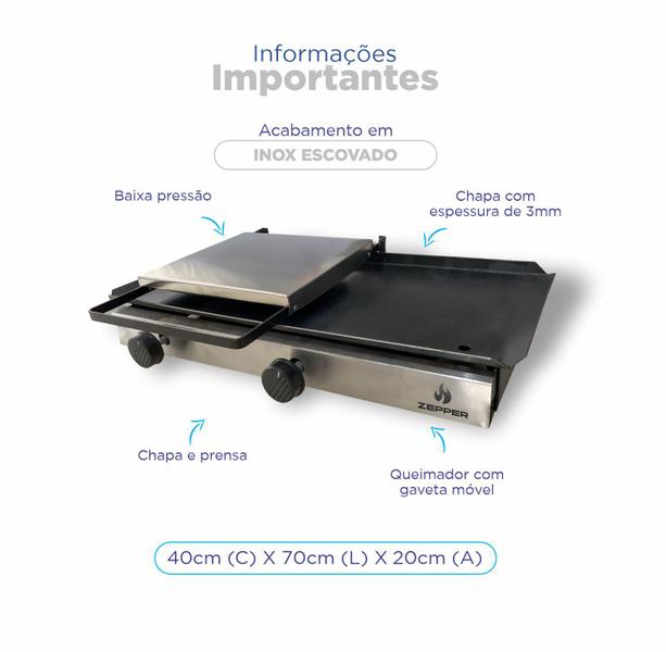 Imagem de Chapa e Prensa Para Sanduiche e Xis Lancheria ZP-700g Zepper