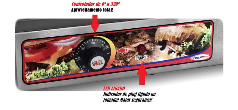 Imagem de Chapa Elétrica 40x35 1600W Lanches Porções Dog Hambúrguer