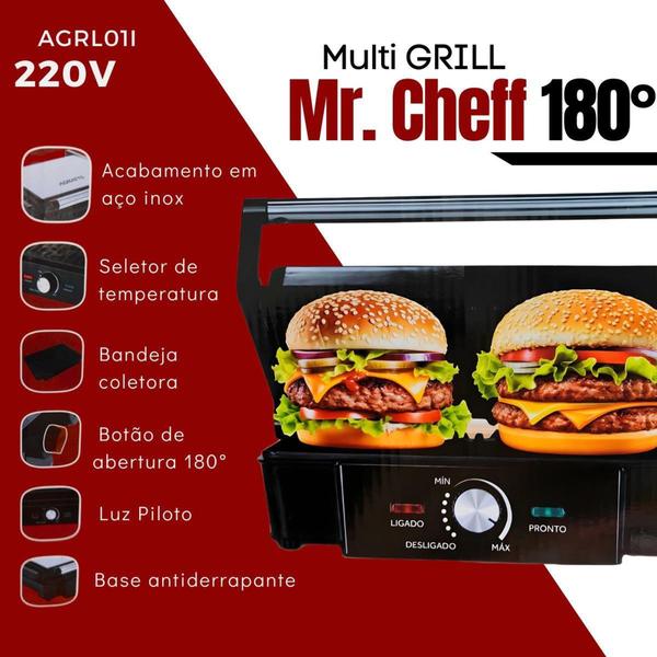 Imagem de Chapa Elétrica Com Prensa Duo Grill Mr. Cheff 220v Agratto