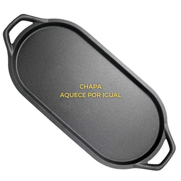 Chapa Ferro Fundido Oval Aquece Uniforme 45X22Cm Capacidade - MTA Imagem de Chapa Ferro Fundido Oval Aquece Uniforme 45X22Cm Capacidade