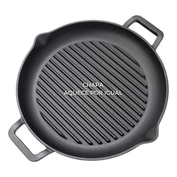 Imagem de Chapa Ferro Fundido Redonda N31 Grill Aquece Por Igual