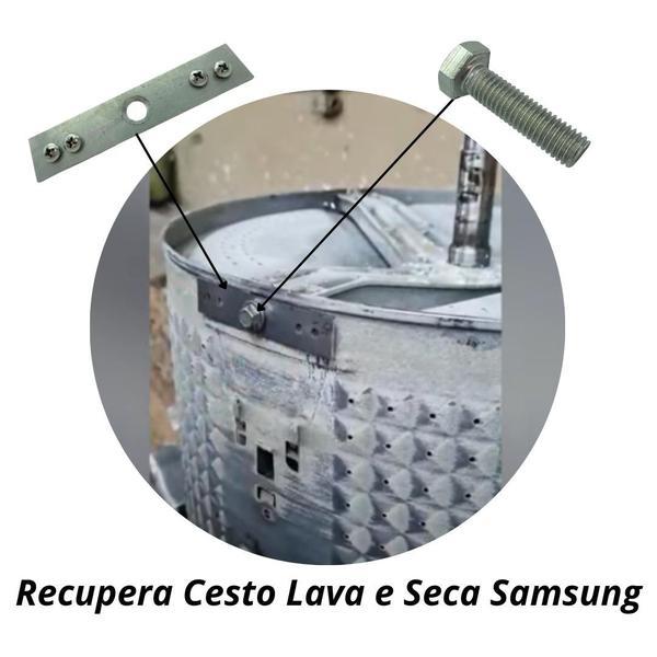 Imagem de Chapa Inox Conserta Cesto Samsung + Parafuso + Trava Rosca