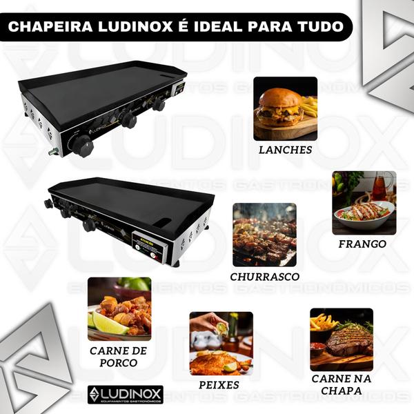 Imagem de Chapa Lanche Bifeteira Borda Alta 5mm 70x30 Semi Profissional C/ Prensa E Coletor