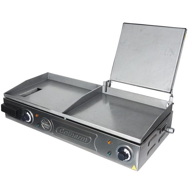 Imagem de Chapa Lanches Elétrica Grill com Prensa 70X30 2000W 220V Cozinha Cotherm 2562 Profissional Inox