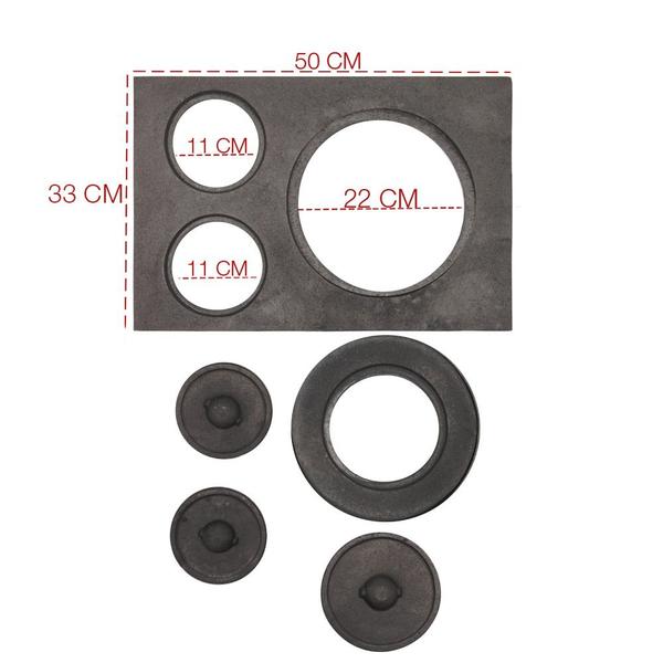 Imagem de Chapa Para Fogão A Lenha 3 Bocas  50 X 33 Ferro Fundido