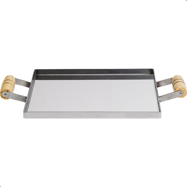 Chapa Para Fogão de Aço Inox Com Alça De Madeira - Unidas Imagem de Chapa Para Fogão de Aço Inox Com Alça De Madeira