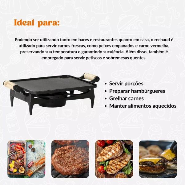 Chapa Rechaud De Mesa Ferro Fundido Retangular Liso Completo - Santana Imagem de Chapa Rechaud De Mesa Ferro Fundido Retangular Liso Completo