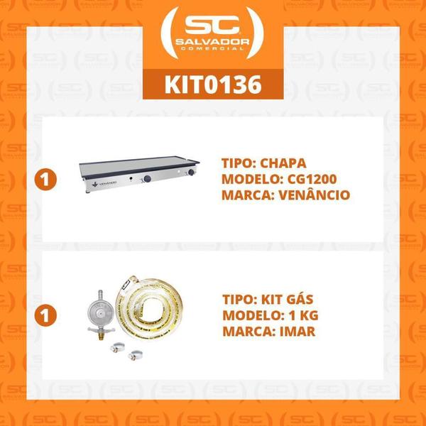 Imagem de Chapa Sanduicheira Gaveta 95Cm Gás Cg1200 + Kit Gás Venâncio