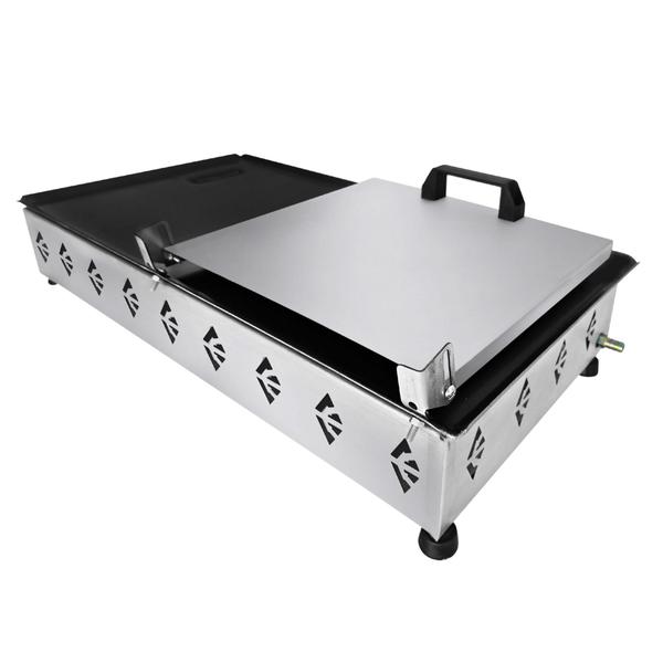 Imagem de Chapa Semi Industrial 30x60 PREMIUM  com prensa + Fritadeira 2 cubas inox 5L