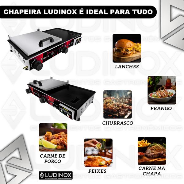 Imagem de Chapeira Chapa Lanches Hamburguer C/prensa 30x60 A Gás Inox Premium