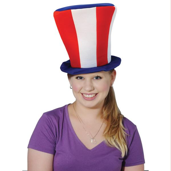 Imagem de Chapéu alto de pelúcia Beistle Patriotic Vermelho Branco Azul 40cm