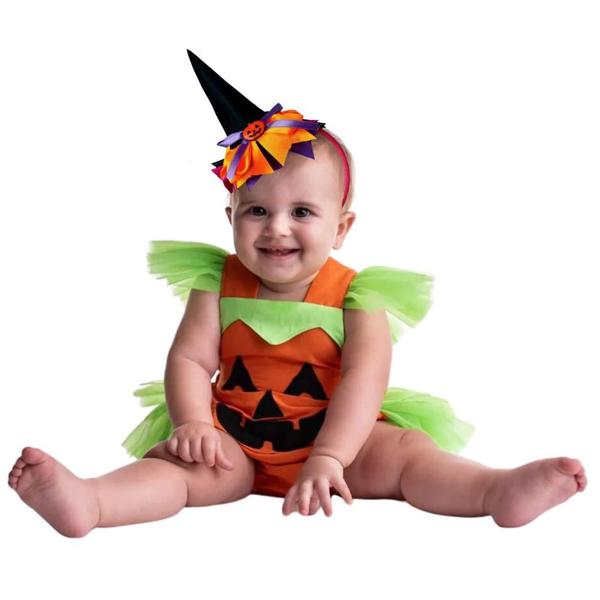 Imagem de Chapeu Bruxa Bebe Com Tiara Encapada de Halloween