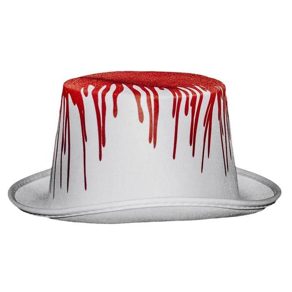 Imagem de Chapéu Cartola Branco Com Sangue Assustador Para Festas