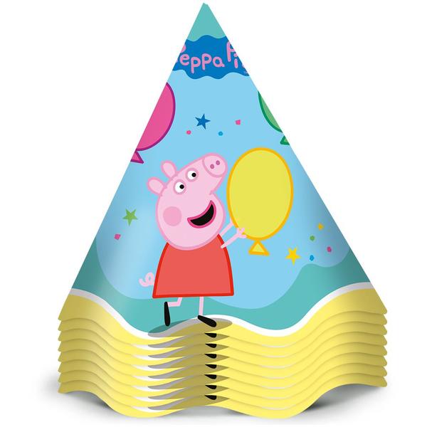 Imagem de Chapéu de Aniversário Peppa Pig Clássica - 12 Unidades