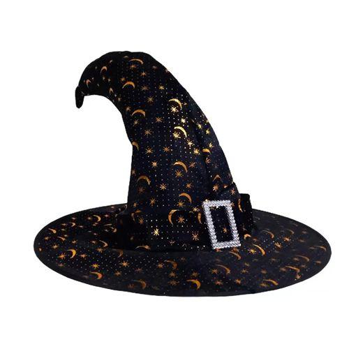 Imagem de Chapéu de bruxa para festa de halloween aveludado cor preto