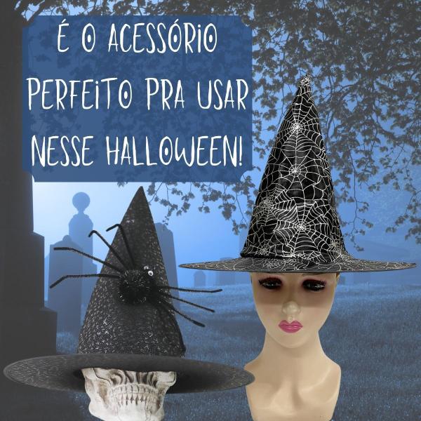 Imagem de Chapéu de Bruxa pra Fantasia de Halloween Decorado Diversos Modelos