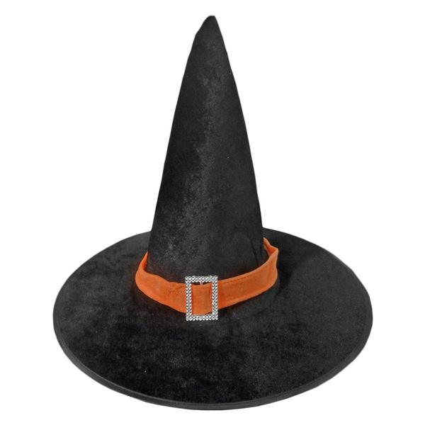 Imagem de Chapéu de Bruxa Preto Veludo com Faixa e Fecho Halloween