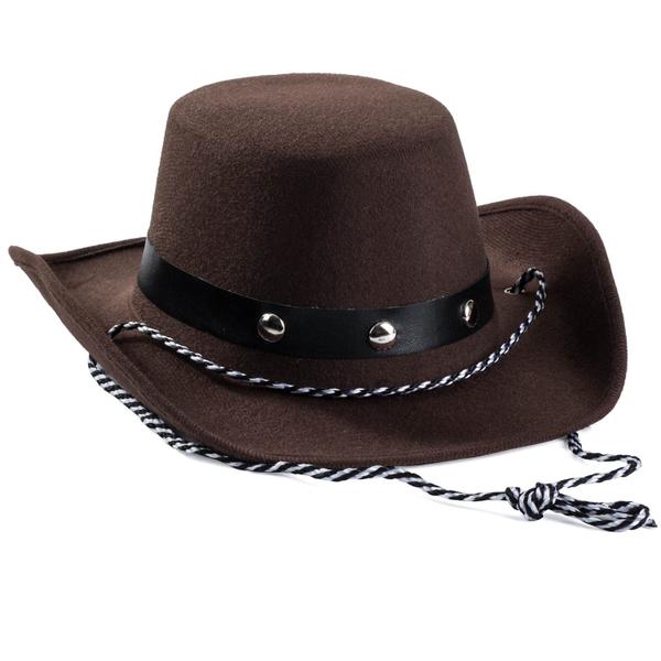 Imagem de Chapéu de cowboy Chapéus de festa engraçados de feltro marrom para crianças e bebês