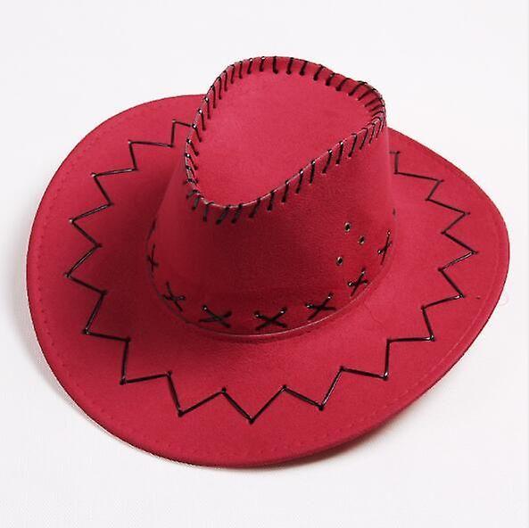 Imagem de Chapéu de cowboy Wokex Fashion Western Chapéu de aba grande unissex vermelho