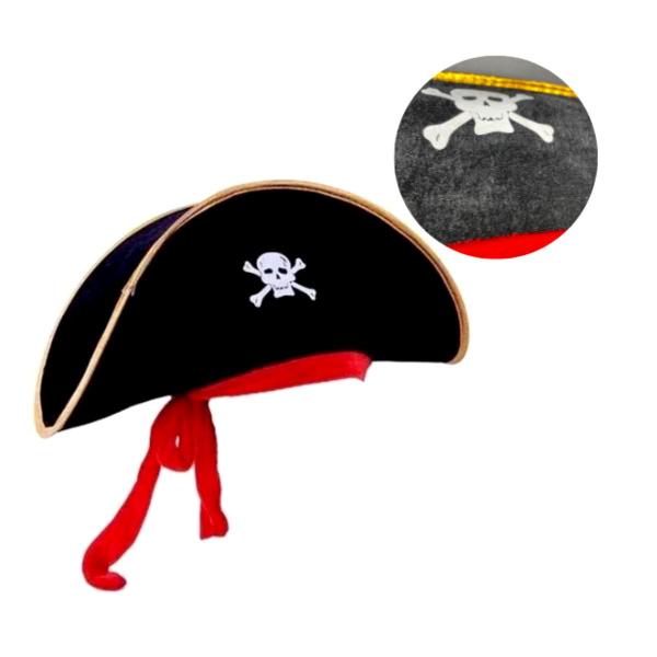 Imagem de Chapéu De Pirata Preto Fantasia De Festa Halloween Carnaval