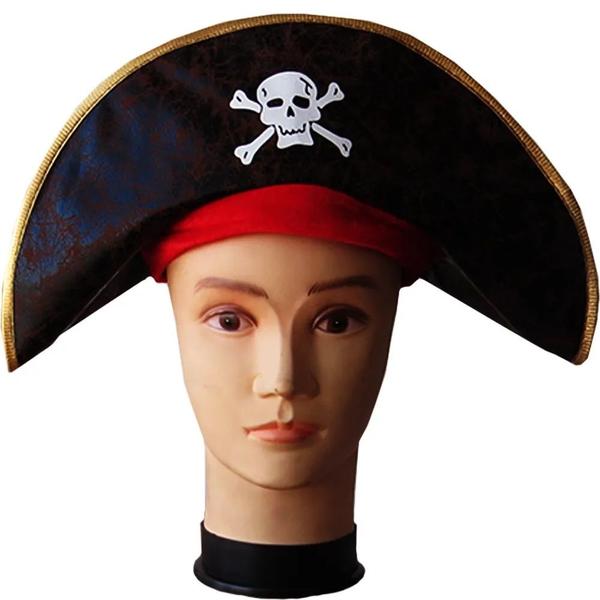 Imagem de Chapéu De Pirata Preto Fantasia De Festa Halloween Carnaval