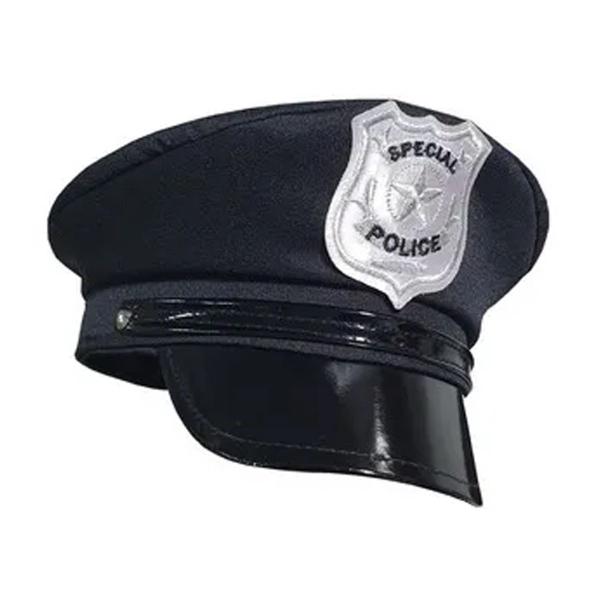 Imagem de Chapéu de Policial Infantil Bordado Preto