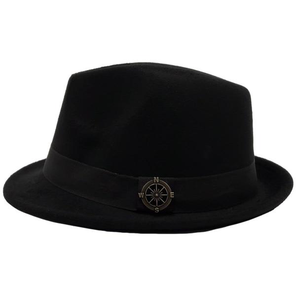 Imagem de Chapéu Gangster Fedora Feltro Aba Mini 4Cm Com Pingente Ouro