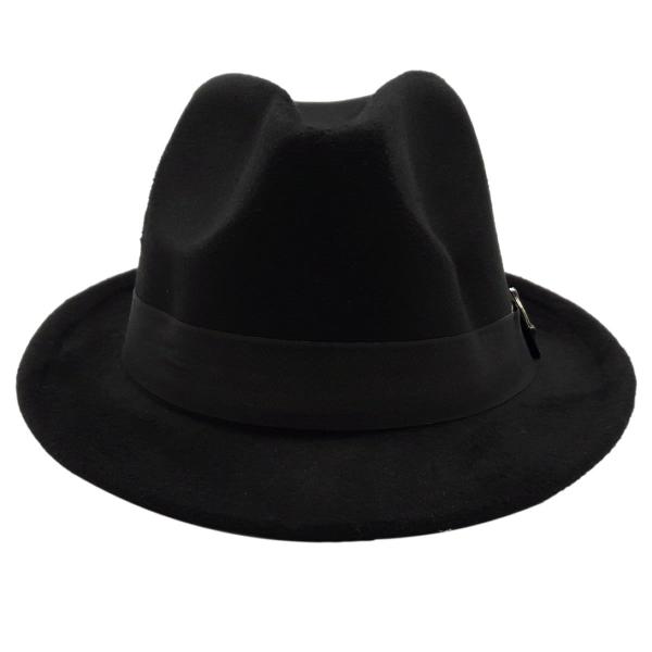 Imagem de Chapéu Gangster Fedora Feltro Aba Mini 4Cm Com Pingente Ouro