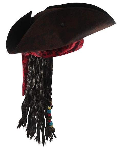 Imagem de Chapéu pirata Nicky Bigs Novelties Deluxe com dreadlocks para adultos