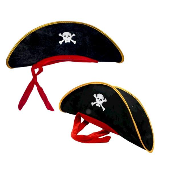 Imagem de Chapéu Pirata Preto Borda Dourada Det Vermelho Halloween