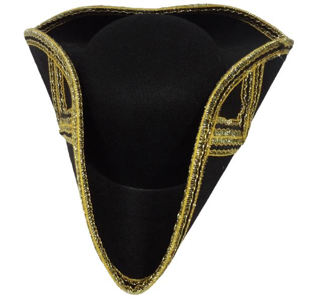 Imagem de Chapéu Tricorn Dress Up America Historical Colonial Black