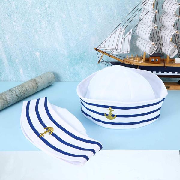 Imagem de Chapéus de vela Syhood Blue com chapéu branco Captain Sailor x12