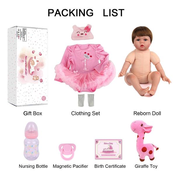 Imagem de CHAREX Realistic Reborn Baby Dolls Real Looking Lifelike Dolls for Girls 22 Inch Handmade Weighted Baby Dolls Newborn Silicone Baby Doll with Giraffe Toy Gifts for Kids Age 3+