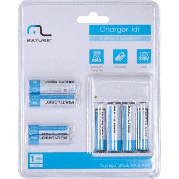 Imagem de Charger Kit Com 8 Pilhas Multilaser Cb093