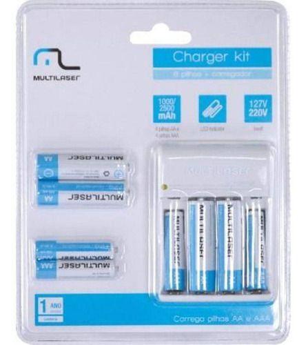 Imagem de Charger kit com 8 pilhas multilaser - cb093