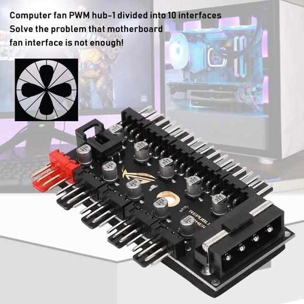 Imagem de Chassis Fan Hub Diyeeni 10 portas PC Case PWM Controlador PWM