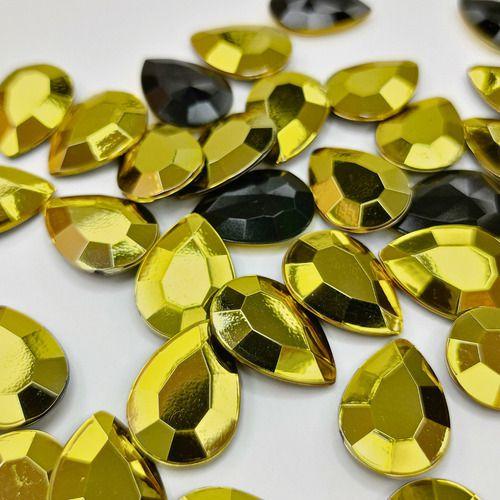 Imagem de Chaton Gota 13x18mm - Cor: Dourado Metalizado - 50 Unidades - Base Irregular