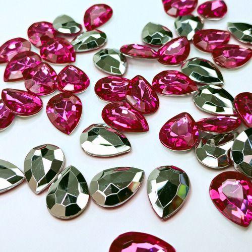 Imagem de Chaton Gota 13x18mm - Cor: Rosa Pink - 50 Unidades - Base Irregular