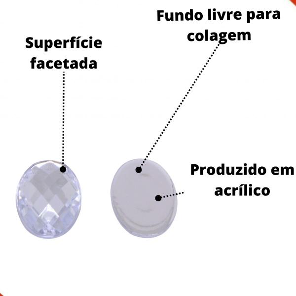 Imagem de Chaton Para Colagem Oval Sextavada 18X25mm Em Acrilico Com 250Gr