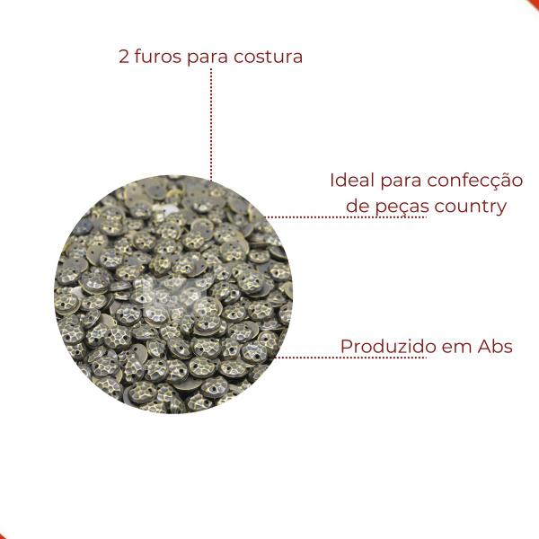 Imagem de Chaton Para Costura Redondo Trabalhado 10mm Em Abs Com 250Gr