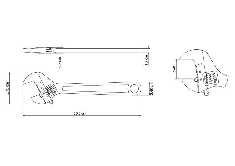 Imagem de Chave Ajustavel Para Porcas 8" Cromado Com Corpo Forjado Aço Carbono Abertura Ajustavel Resistente Para Porcas Tramontina Ref. 41016508