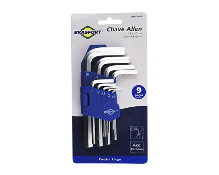 Imagem de Chave Allen Brasfort Jgo 9pcs 1,50-10,0mm Blister 7829