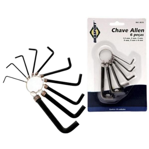 Imagem de Chave Allen Kit Com 6 Peças 1,5Mm A 6Mm Brasfort Xave Alen