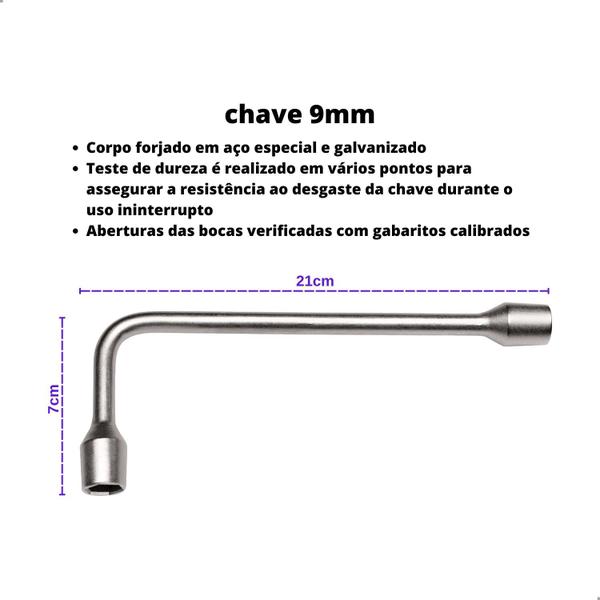 Imagem de Chave Biela Tipo L 9mm Aço Especial Galvanizado Profissional