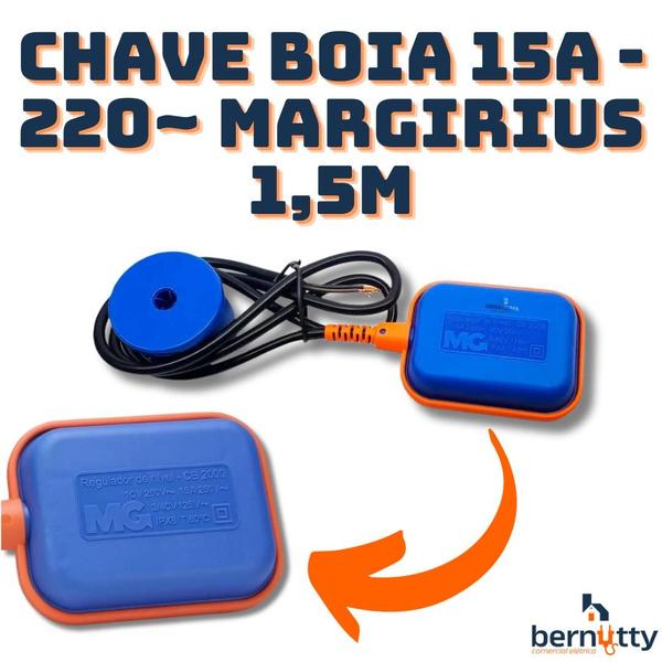 Imagem de Chave Boia Margirius Regulador de Nível 15A - 220V 1,5m