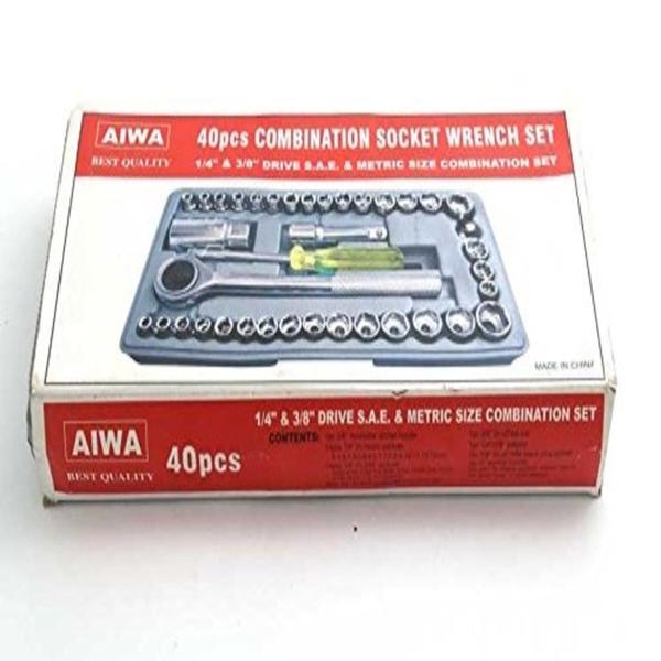 Imagem de Chave Catraca Com Soquetes Profissional Aiwa 40 Peças