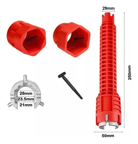 Imagem de Chave Com Funcionalidade 8 Em 1 Troca Torneiras Pias Instalar Rosquear Três Cabeças