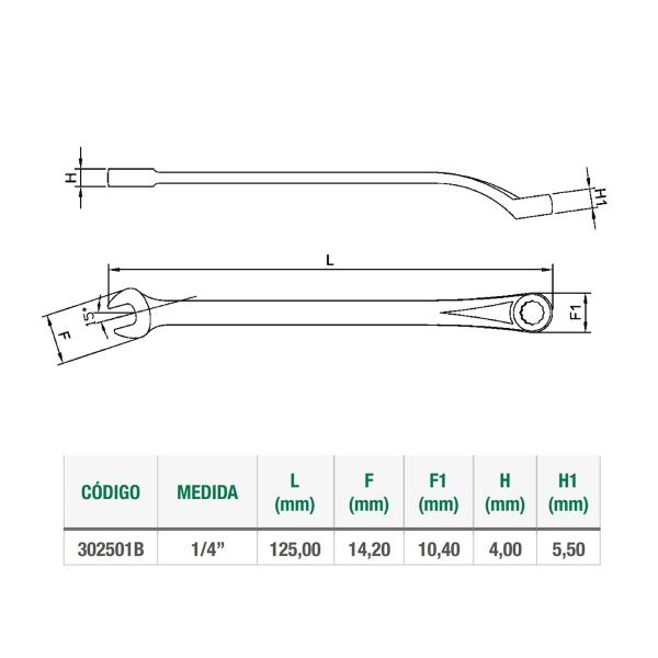 Imagem de Chave Combinada 1/4" Belzer Lado Estrela e Boca 302501B