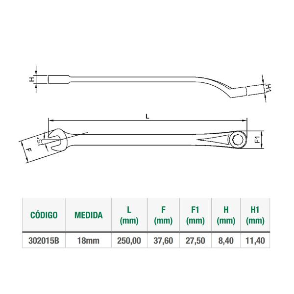 Imagem de Chave Combinada 18mm Belzer Lado Estrela e Boca 302015B