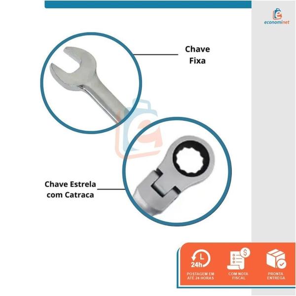 Imagem de Chave Combinada Articulada Com Catraca Starfer 10Mm